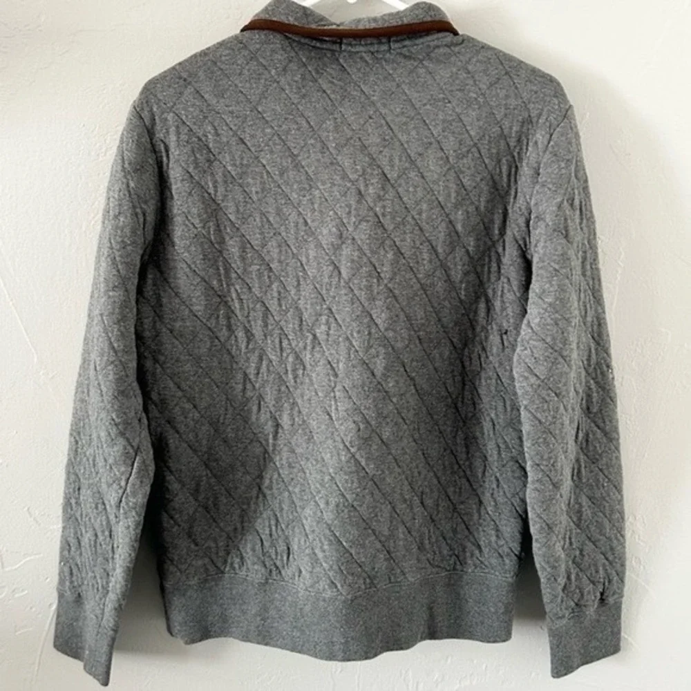 🔥 POLO Ralph Lauren Quilted‎ SYNCHILLA 4 Snap Pullover Sweater - Charcoal Grey